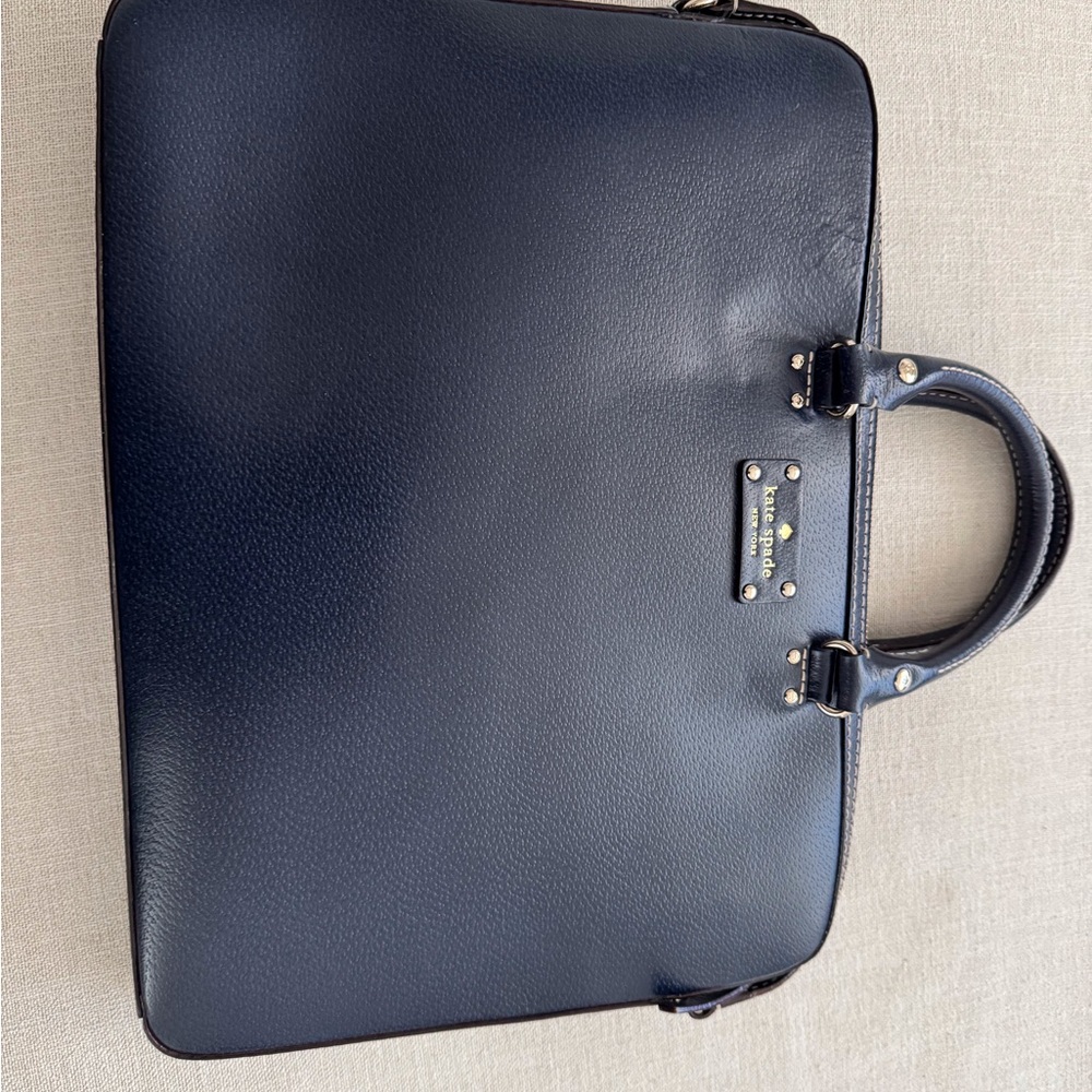 Elegant Navy Blue Leather Kate Spade Laptop Bag